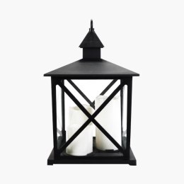 Duża, czarna latarenka dekoracyjna z trzema świecami LED GOLIAT