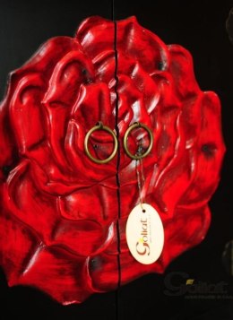 Efektowna Czarna Szafka Czterodrzwiowa z Motywami Czerwonych Róż