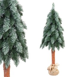 Sztuczna Choinka Marcinek na Naturalnym Pniu - Polski Produkt, Wys. 120 cm, Kolor Zielono-biały, Gotowa do Rozłożenia, Świeża z 