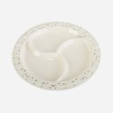 Talerz Ceramiczny z Przegrodami na Złotych Nóżkach 24 cm - Kolekcja Koronkowa