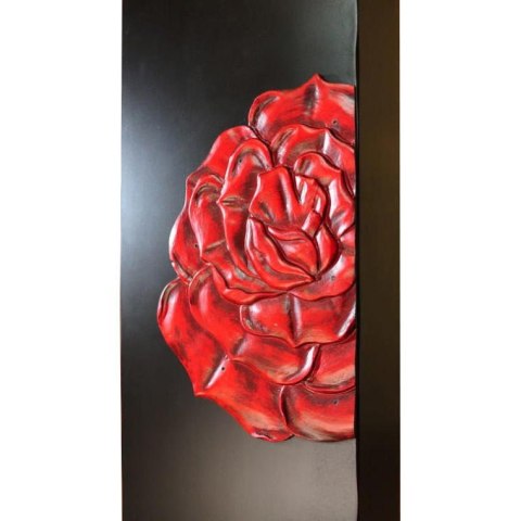 Wazon podłogowy w kolorze czarnym z motywami róży 120x20x20 cm